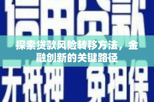 志丹探索贷款风险转移方法，金融创新的关键路径