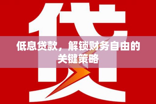 南乐低息贷款，解锁财务自由的关键策略