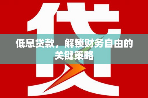 平武低息贷款，解锁财务自由的关键策略