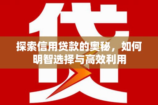 马边探索信用贷款的奥秘，如何明智选择与高效利用