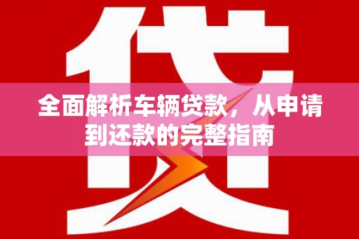 狮子全面解析车辆贷款，从申请到还款的完整指南